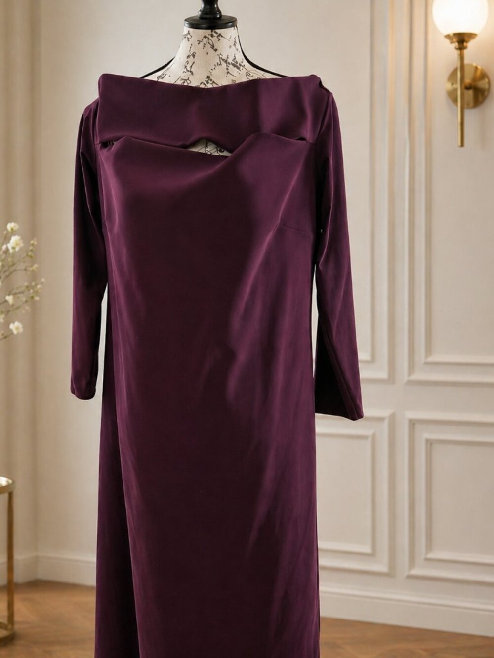 Chiara Boni La Petite Robe Melania Cocktail Dress | 3/4 Sleeve A-Line Cutout
